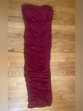 Ruched Burgundy Women’s Dress